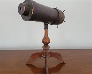 Small telescope on wood base - 13" high x 12" wide x 7" deep