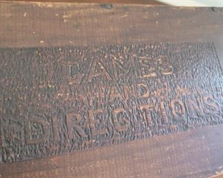 "Games and Directions" box - 5" high x 12" wide x 7" deep