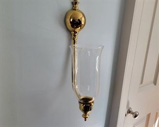 Brass and glass sconce - 16" high