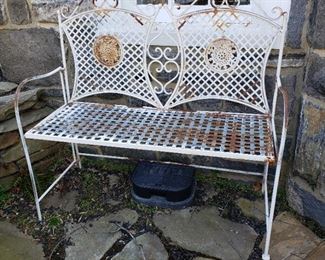 White metal bench - 41" high x 33" wide x 20" deep