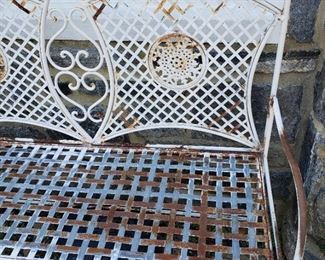 White metal bench - 41" high x 33" wide x 20" deep