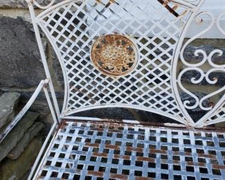 White metal bench - 41" high x 33" wide x 20" deep