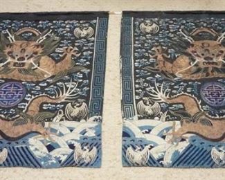 1008	PAIR OF HAND SEWN ASIAN TAPESTRIES W/CHINESE DRAGONS, 5 FT X 4 FT 9 IN
