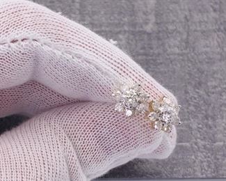 Impressive 2.00 Carat Diamond Flower Cluster Estate Earrings with Custom Backs in 14k Yellow Gold; $5,100 Retail