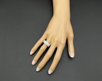 Very popular, upscale pave set diamond ring set meticulously in 18k white gold. These match the earrings in previous photo.