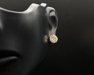 Glistening .75 carat Diamond cluster earrings in shinny sterling silver.