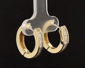 Upscale 1.20 Carat Diamond Huggies Estate Earrings in 14k Yellow Gold.