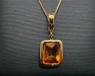 Fancy Checkerboard Cut Natural Amber Colored Topaz Estate Ring in 14k Yellow Gold