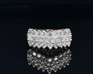 Classy .95 Carat Diamond Cluster Ring in Yellow Gold.