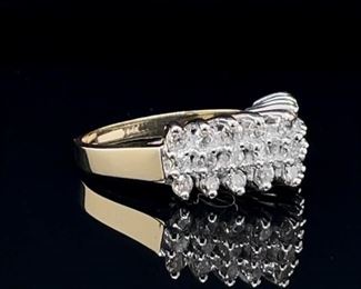 Classy .95 Carat Diamond Cluster Ring in Yellow Gold.