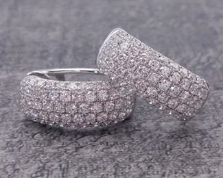 Upscale 2 1/3 Carat Diamond Pave Set Hoop Earrings in 18k White Gold; $9000 Retail