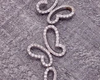 1.00 Carat Diamond 3" Butterfly Estate Pendant and 16" Necklace in 14k White Gold