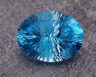 Brilliant 46.34 Carat Fancy Cut Concave Star Burst Swiss Blue Topaz; $1500 Retail