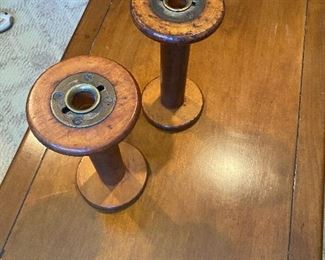 Antique wooden spools