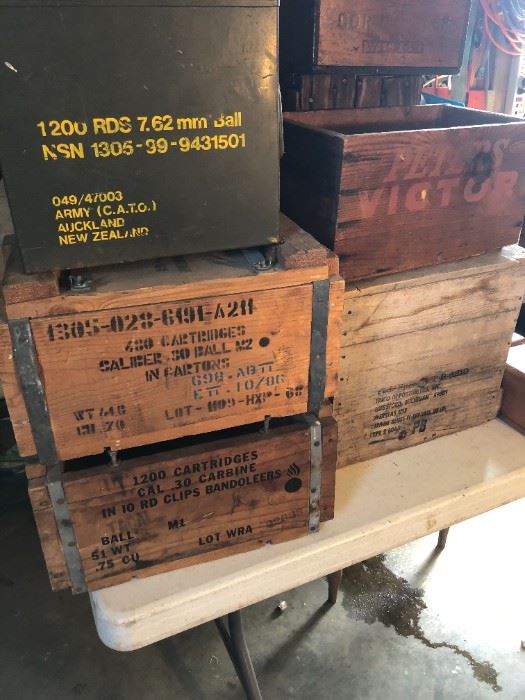 OLD AMMO BOXS.MILITARY AND REMINGTON,PETERS AND WINCHESTER.