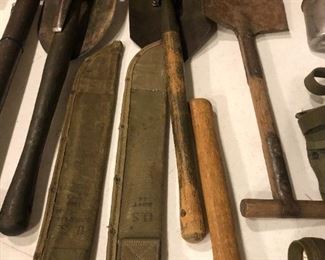WW2 MACHETTS  AND  SHOVELS, MATCHETTS