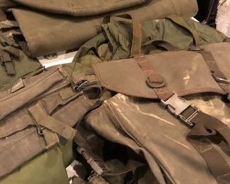 MILITARY BACK PACKS AND DIFFERENT PACKS INCLUDING SAW DRUM POUCH