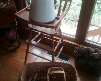 high chair and coffee kettle