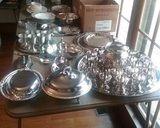 silver plate and pewter items