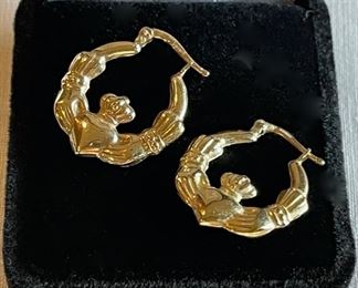 $50.00.............14k Gold Irish “Claddagh” Earrings (C220)