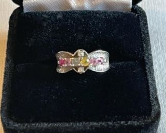 $100.00..................14k Gold Ring with Stones, Size 4 (C218)