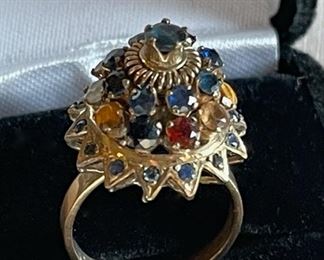 $200.00..........14k Gold Ring with Stones, Size 7 (C216)