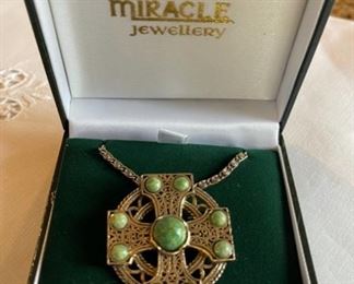 HALF OFF! $40.00 NOW, WAS $80.00................Vintage Miracle Jewelry Celtic Cross Necklace Chain 24" long (C208)