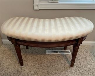 REDUCED! $37.50 NOW, WAS $50.00...................Kidney Shaped Bench, fabric has some stains needs (C164)