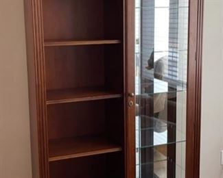 $300.00...............Cherry Curio Bookcase with Mirror 40" x 13", 78" tall (C150)