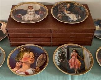 CLEARANCE ! $20.00 NOW, WAS $80.00...................8 Norman Rockwell Plates and Holder (C116)