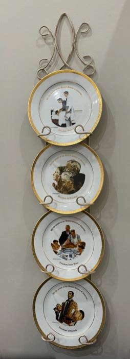 HALF OFF! $22.50 NOW, WAS $45.00.........................4 Norman Rockwell Plates and Hanger (C099)F