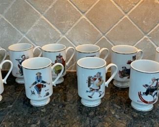 CLEARANCE ! $8.00 NOW, WAS $30.00....................Set of 10 Norman Rockwell Mugs (C053)