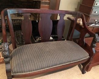 EARLY (3 PCS) PARLOR SET W/CARVED LION ARM