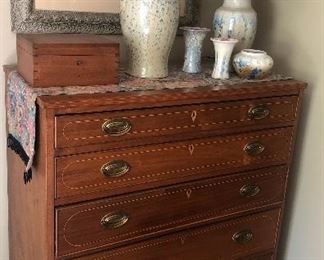 Early Walnut 5 Graduated  Drawers Inlaid Chest
Stephens Crystalline Pottery
