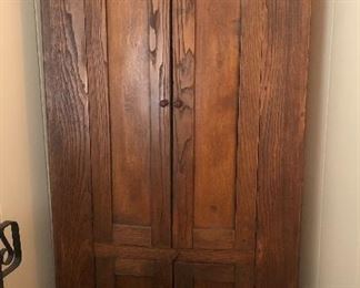 Early Handmade Chestnut Pegged Corner Cupboard 
