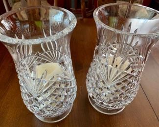 Waterford Large Pair of Hurricane Lamps $250