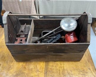 Antique tool box and tools