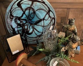 Large hand blown glass platter