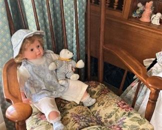Maple rocker; doll