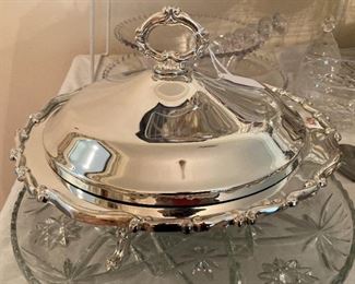 Lidded silverplate serving dish