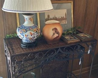 Rattan and metal table