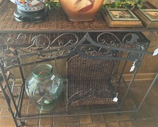 Rattan and metal sofa table