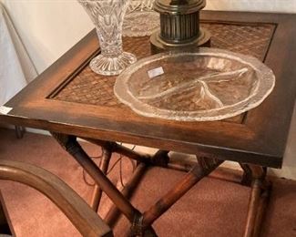 One of two bamboo style cross leg side table