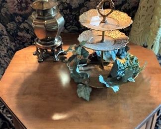 Hexagon maple side table