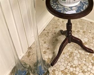 Tall vases; small plant stand