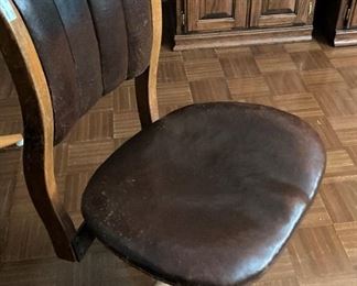 Vintage wood & leather office chair