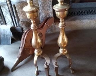 Vintage brass andirons.