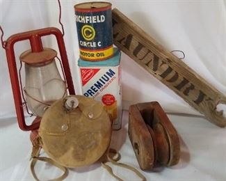 Tins and boy scout canteen.