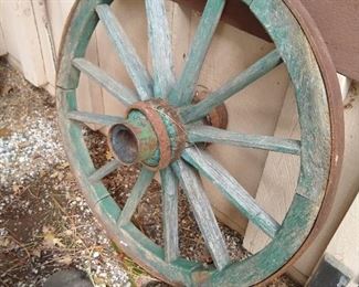Antique wagon wheel.