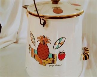 Mid century modern Georges Briard enamel kettle.